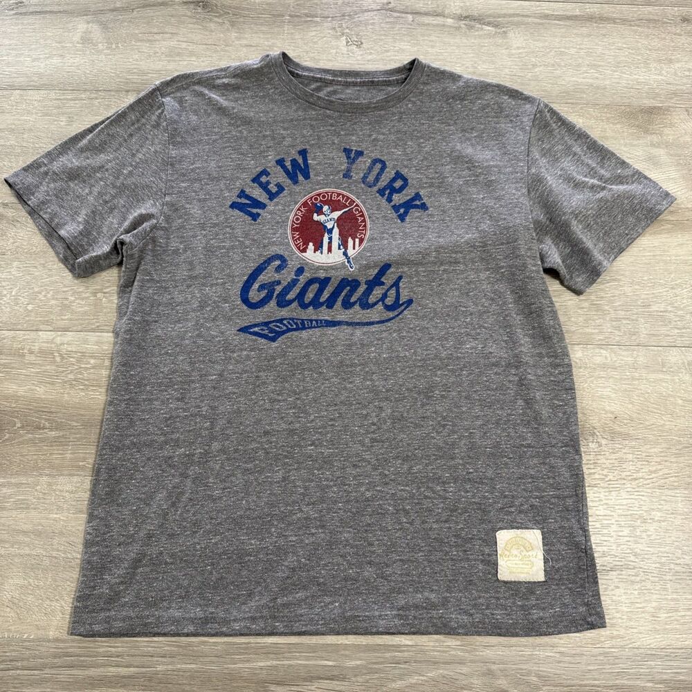 New York Giants Football Shirt NFL Retro Sport Gray Men's Tee Large